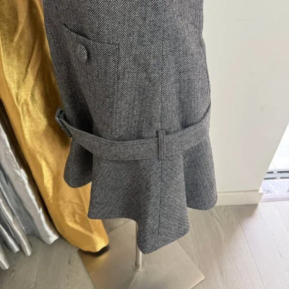 Self-Portrait Grey Herringbone Flared Mini Dress - Picture 7 of 11